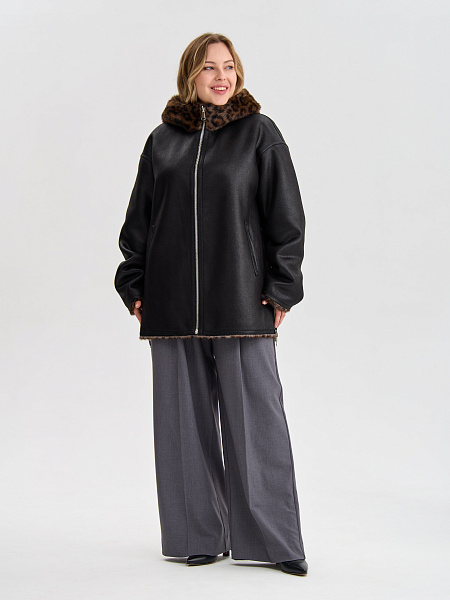 Дубленка LAWINTER  модель 35622, цвет Черный леопард