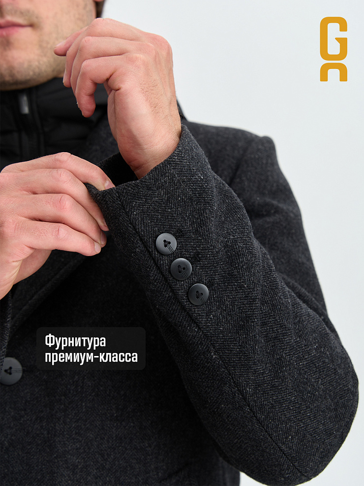Пальто мужское осеннее GRIZMAN, черно-серое, модель 73358