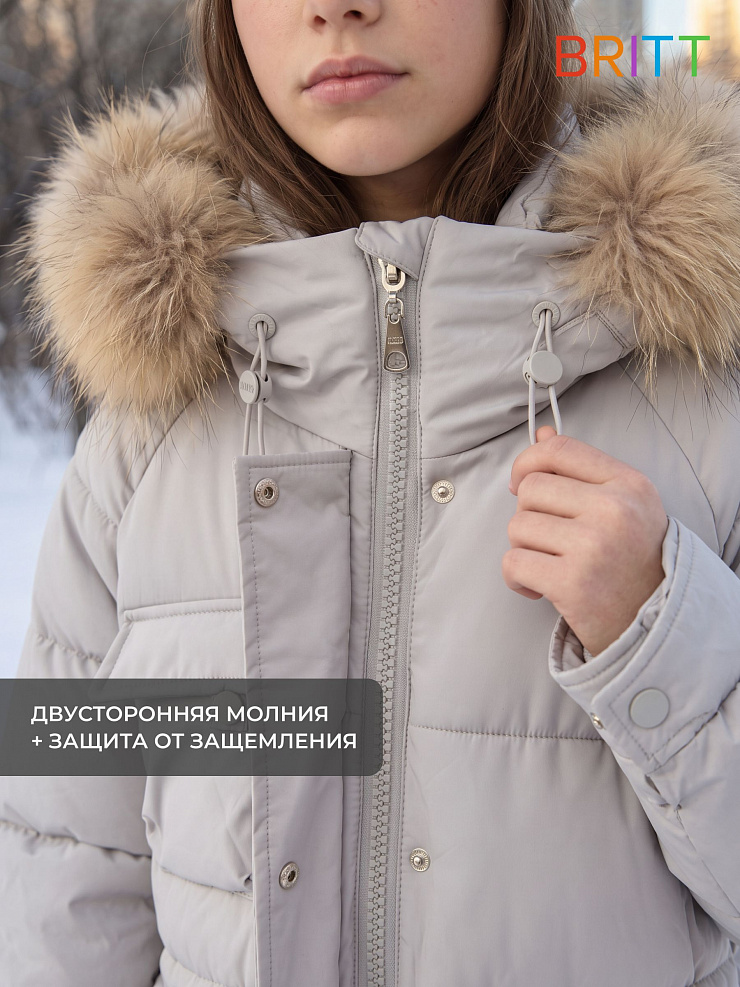 Куртка для девочки зимняя BRITT, серая, модель 65189