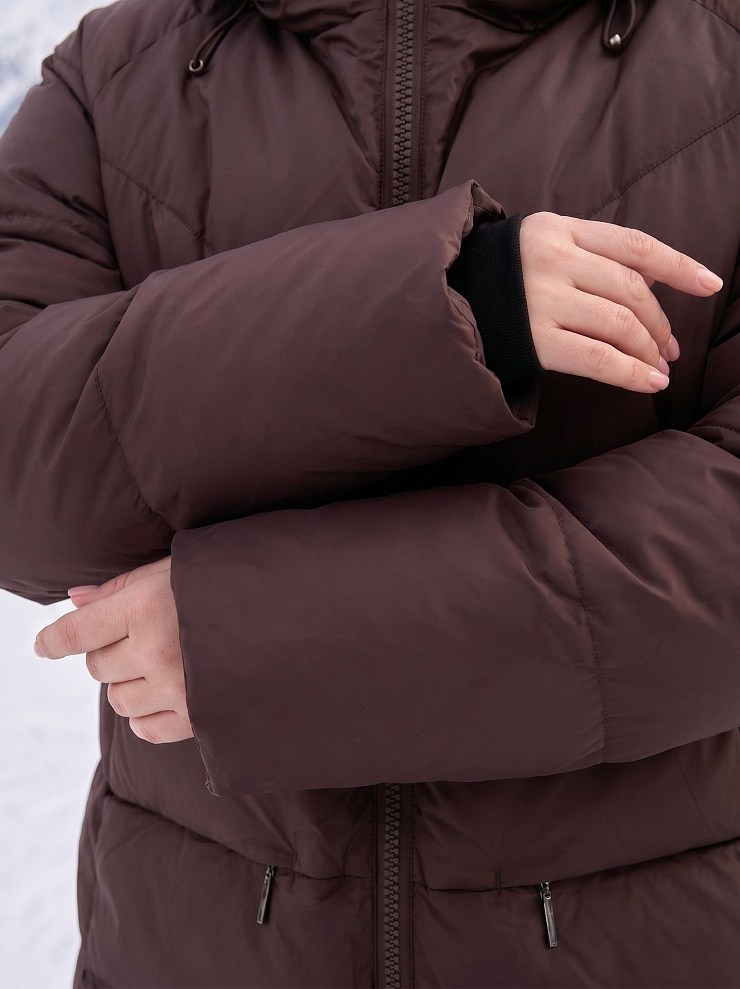 Куртка женская зимняя LAWINTER, коричневая, модель 86233