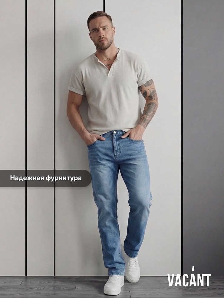 Джинсы мужские осенние VACANT, темно-голубые, модель 10472