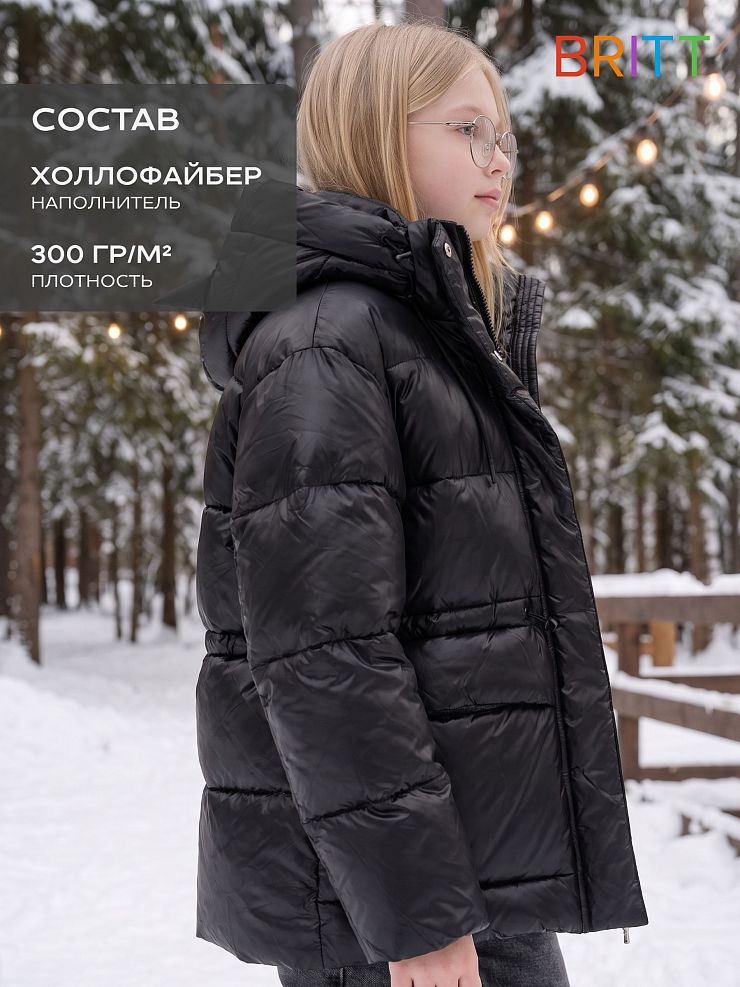 Куртка для девочки зимняя BRITT, черная, модель 66858