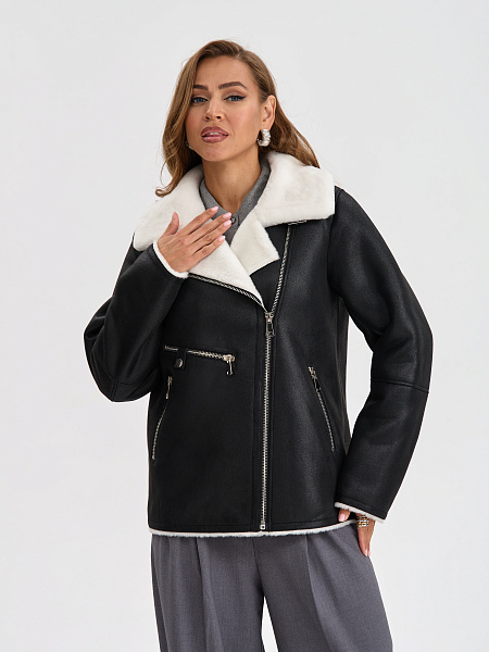 Дубленка LAWINTER  модель 3588, цвет Черно-белый