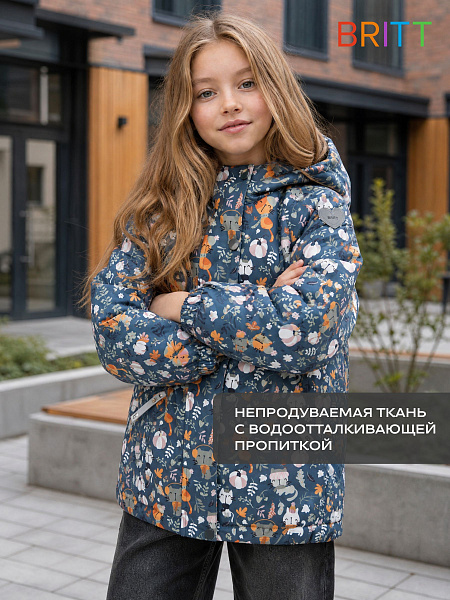 Куртка для девочки демисезонная BRITT, графит, модель 64412