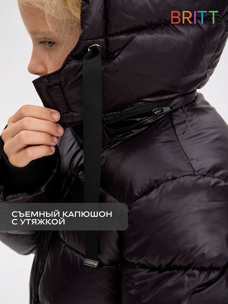 Куртка для девочки зимняя BRITT, черная, модель 65918
