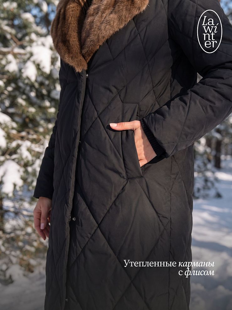 Пуховик женский зимний LAWINTER, черный, модель 86771