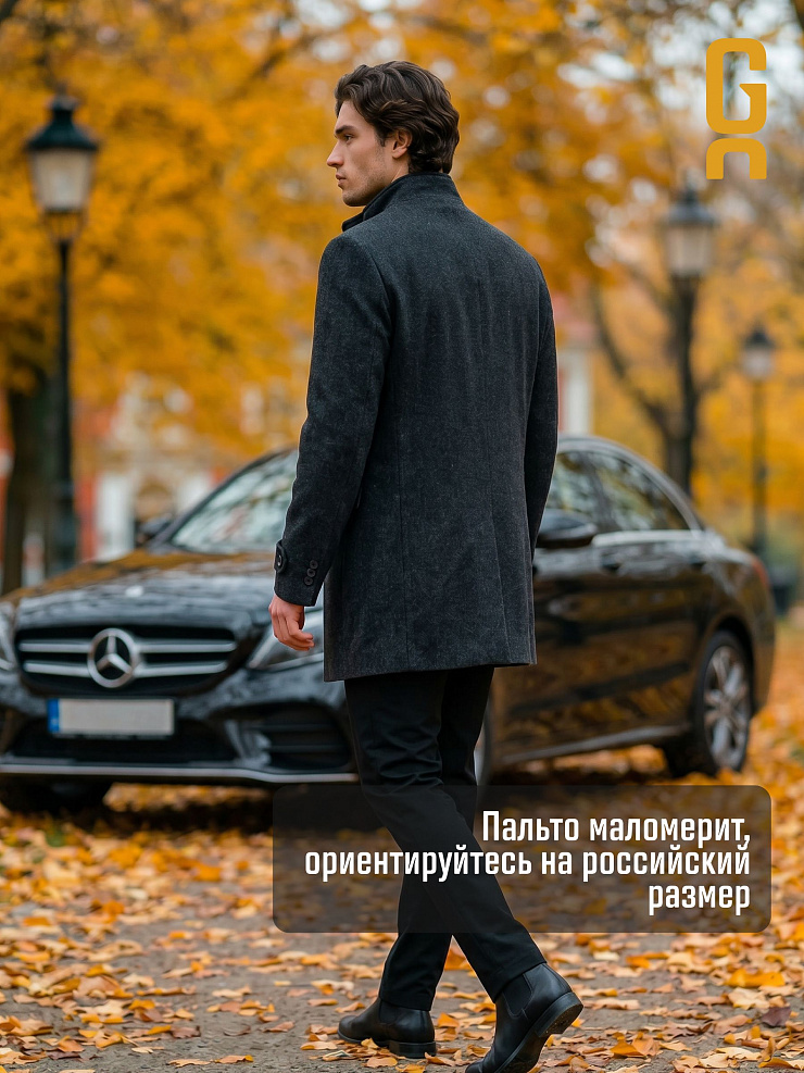 Пальто мужское осеннее GRIZMAN, черно-серое, модель 74758