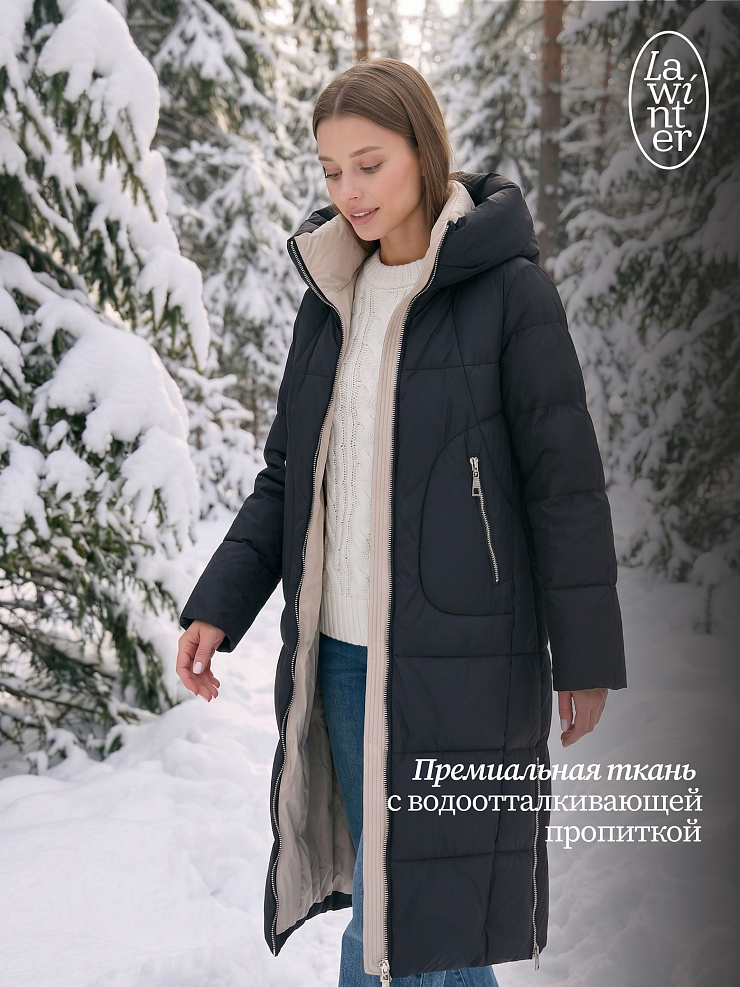 Пуховик женский зимний LAWINTER, черный, модель 85166