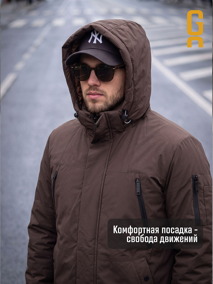 Куртка мужская демисезонная GRIZMAN, коричневая, модель 74786