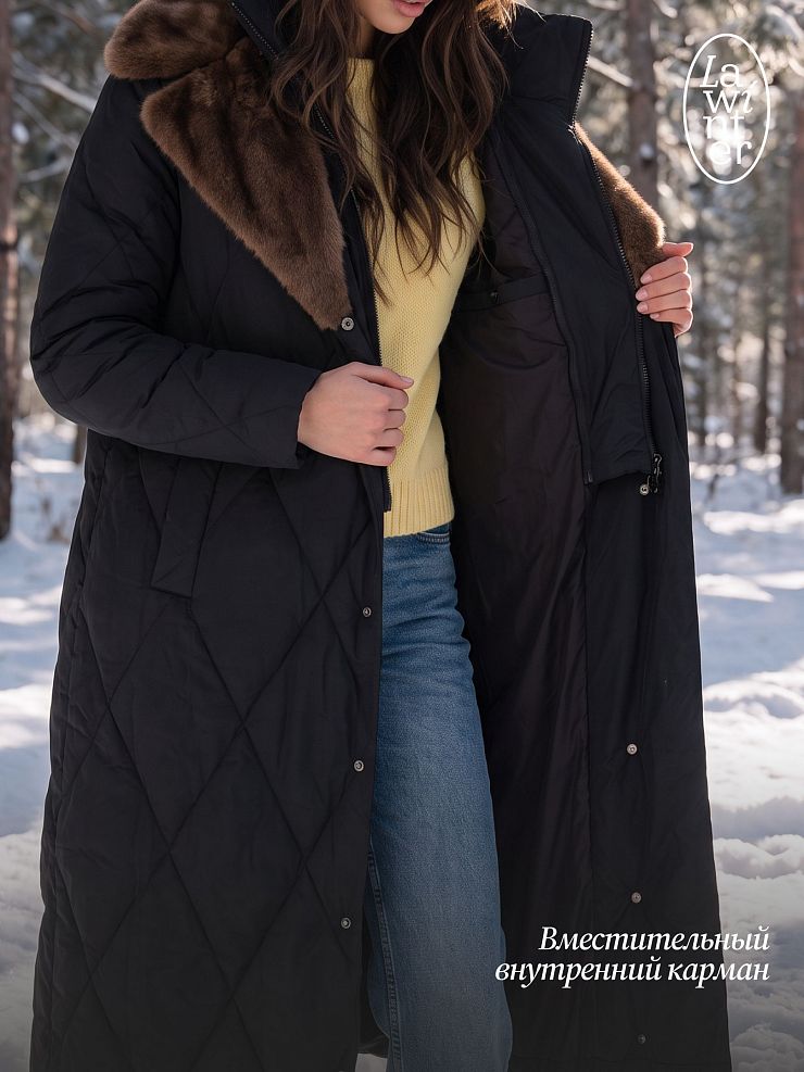 Пуховик женский зимний LAWINTER, черный, модель 86771