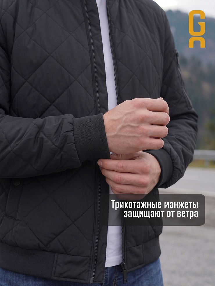 Бомбер мужской демисезонный GRIZMAN, черный, модель 72509