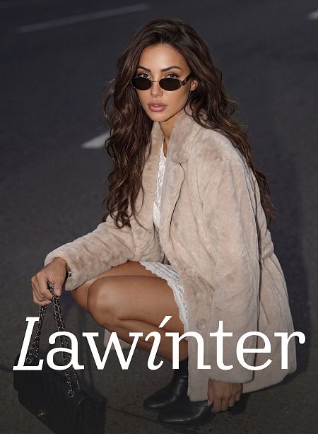 Пальто женское осеннее LAWINTER, бежевое, модель 85392