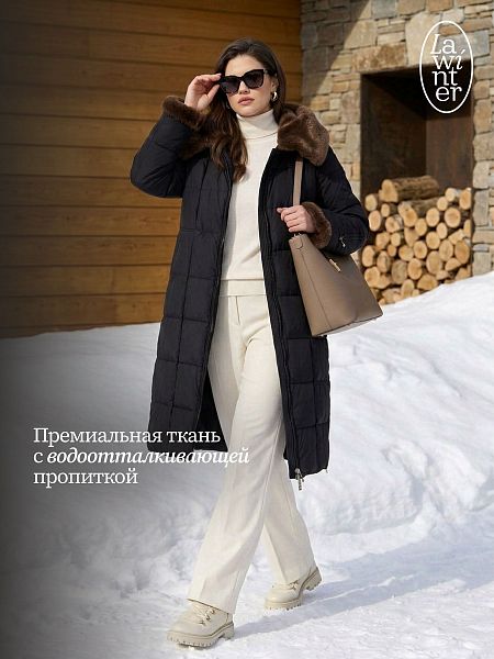 Пуховик женский зимний LAWINTER, черный, модель 85471