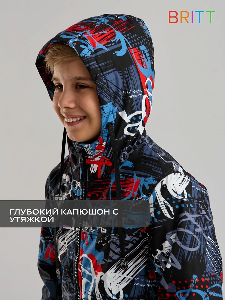 Куртка для мальчика демисезонная BRITT, черно-серая, модель 63844