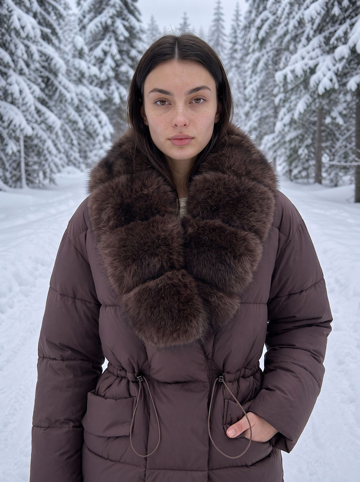 Куртка женская зимняя LAWINTER, коричневая, модель 86385