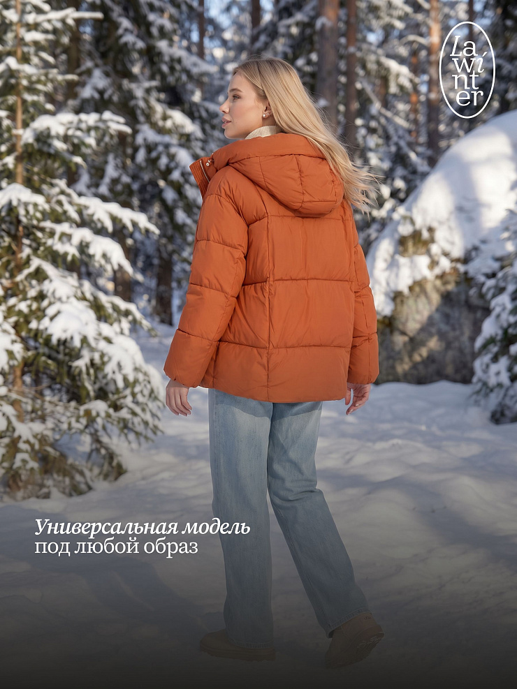 Куртка женская зимняя LAWINTER, оранжевая, модель 84687