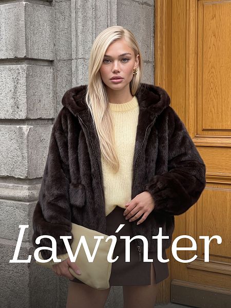 Шуба женская зимняя LAWINTER, коричневая, модель 56200