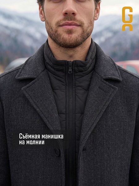 Пальто мужское осеннее GRIZMAN, черно-серое, модель 73931