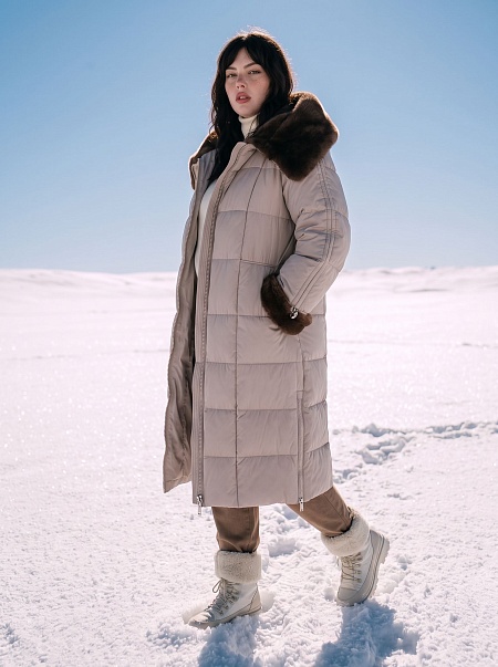 Пуховик женский зимний LAWINTER, светло-серый, модель 85471