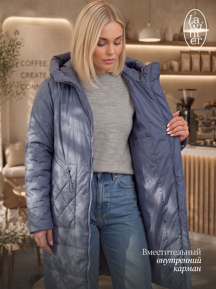 Пальто женское демисезонное LAWINTER, джинсовое, модель 84844