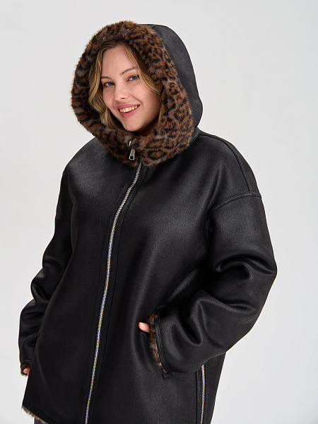 Дубленка LAWINTER  модель 35622, цвет Черный леопард