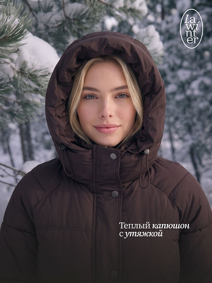 Куртка женская зимняя LAWINTER, коричневая, модель 85316