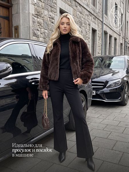 Шуба женская зимняя LAWINTER, коричневая, модель 56760