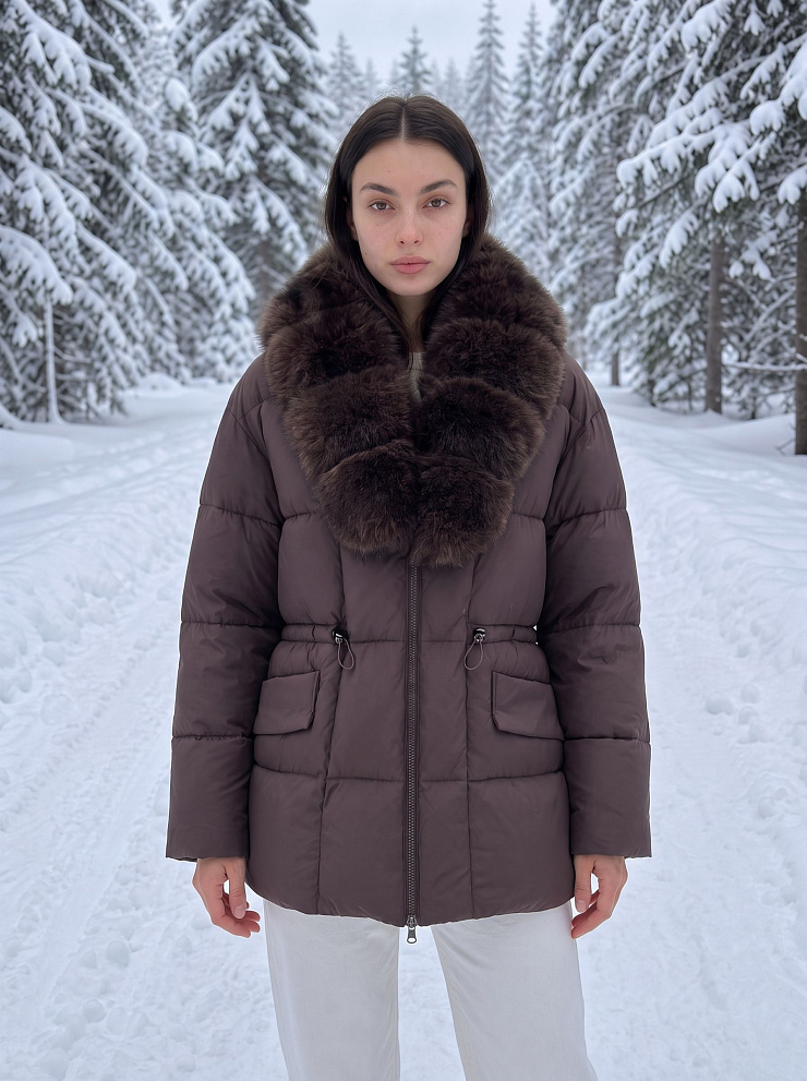 Куртка женская зимняя LAWINTER, коричневая, модель 86385