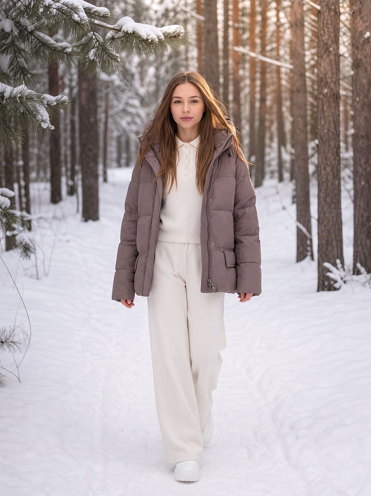Куртка женская зимняя LAWINTER, коричневая, модель 85221