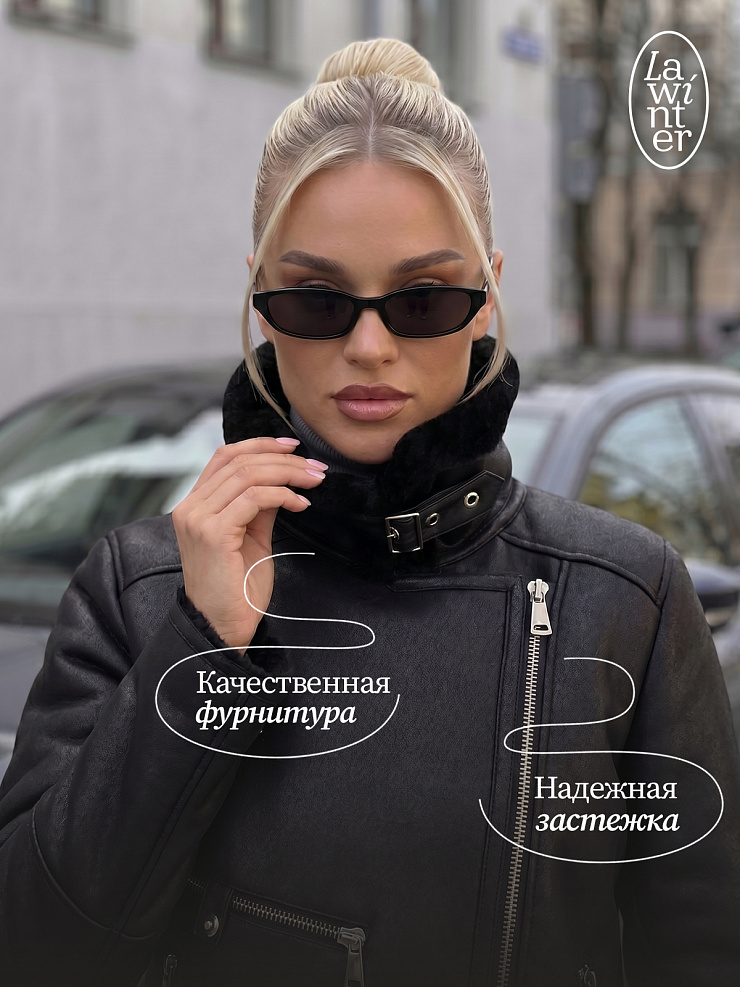Дубленка женская зимняя LAWINTER, черная, модель 3588