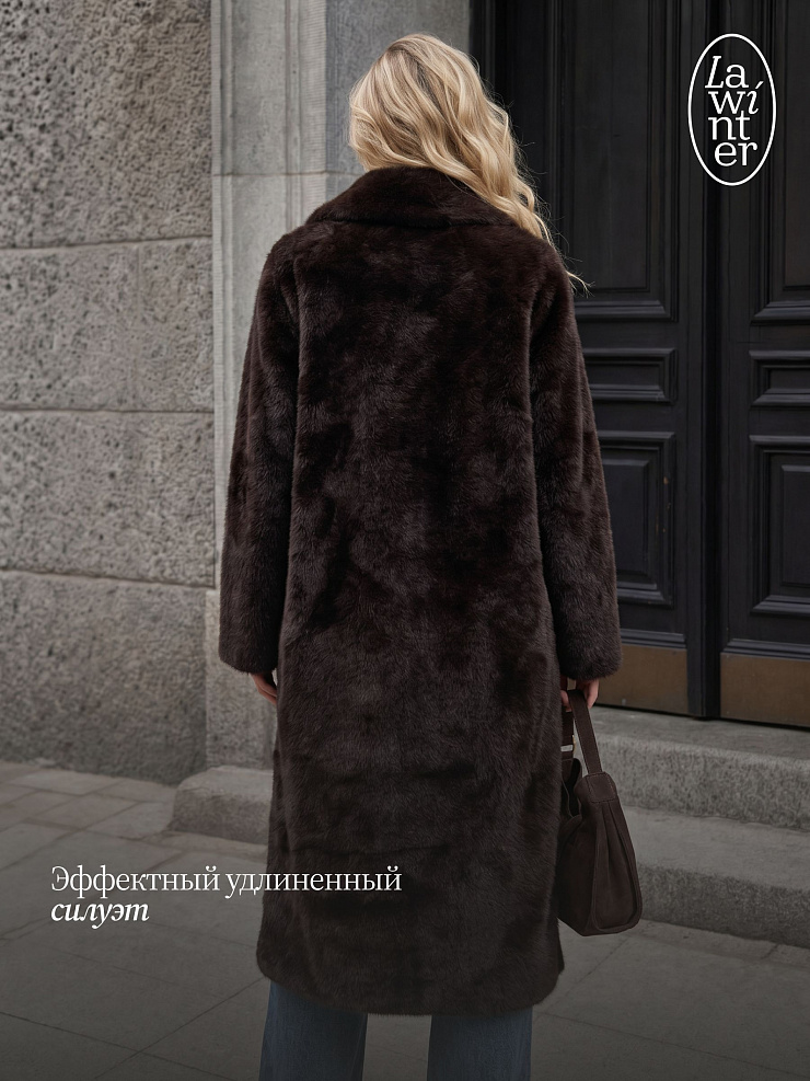 Шуба женская зимняя LAWINTER, коричневая, модель 55788