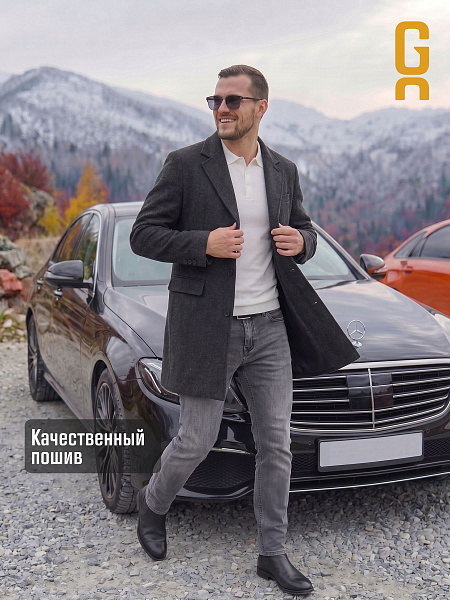 Пальто мужское осеннее GRIZMAN, черно-серое, модель 73132