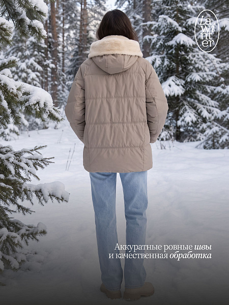 Куртка женская зимняя LAWINTER, светло-бежевая, модель 86170