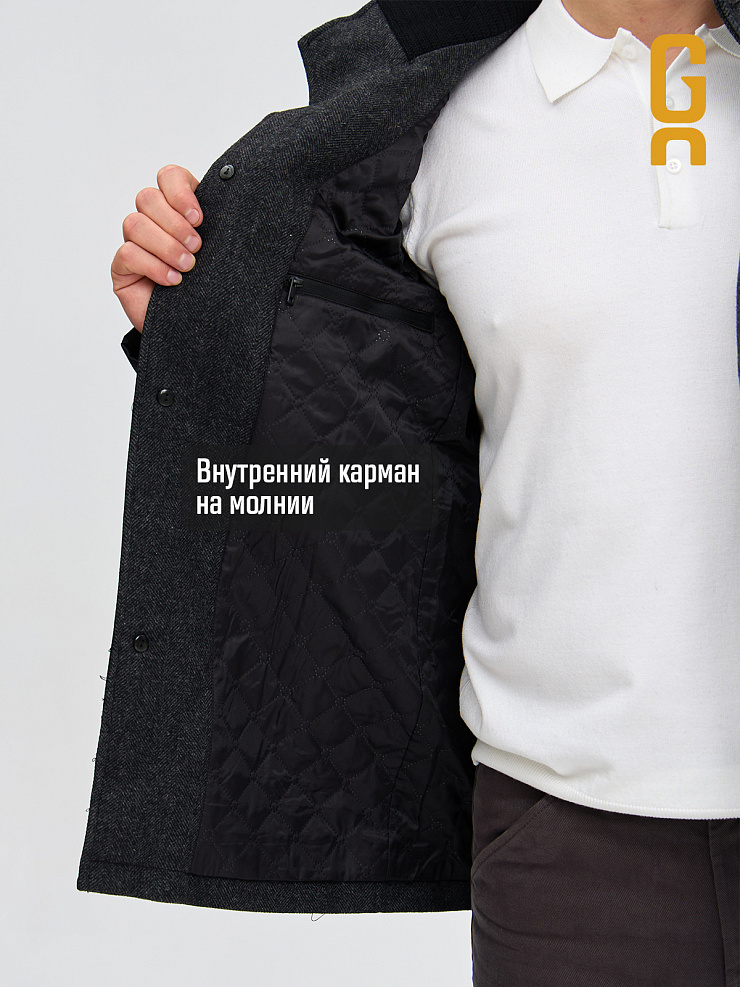 Пальто мужское осеннее GRIZMAN, черно-серое, модель 73888