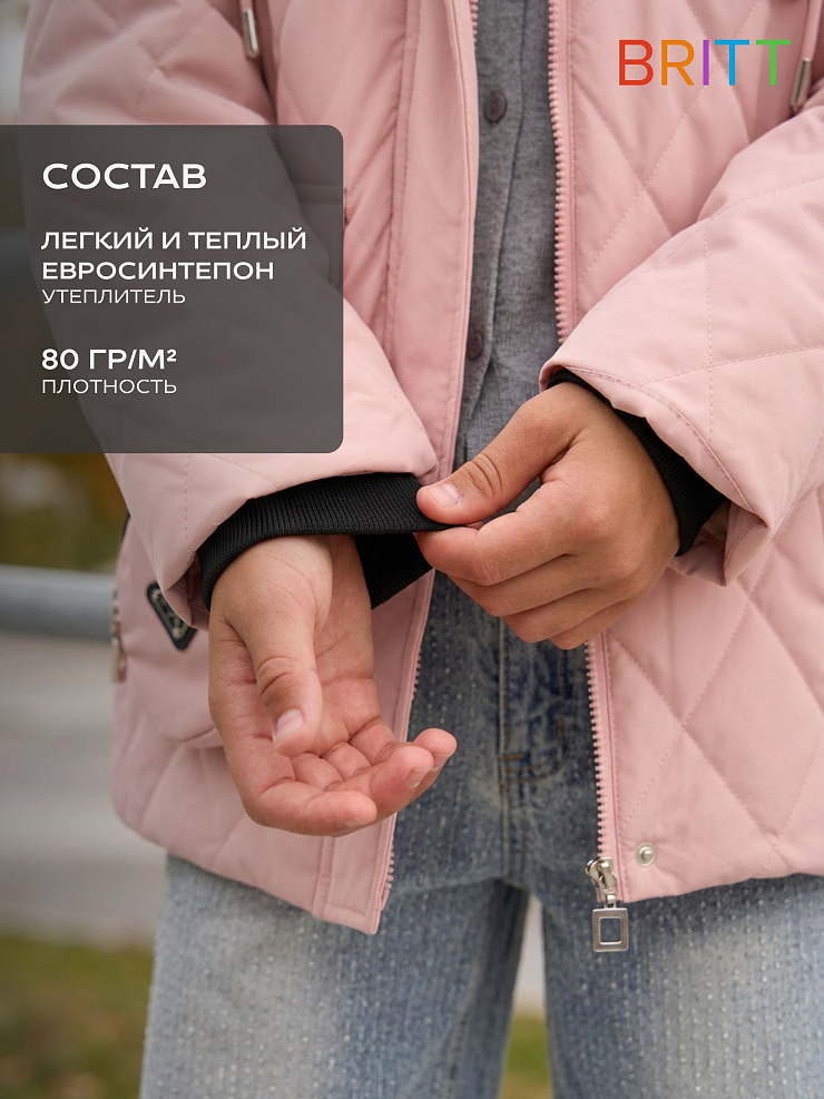 Куртка для девочки демисезонная BRITT, розовая, модель 63239