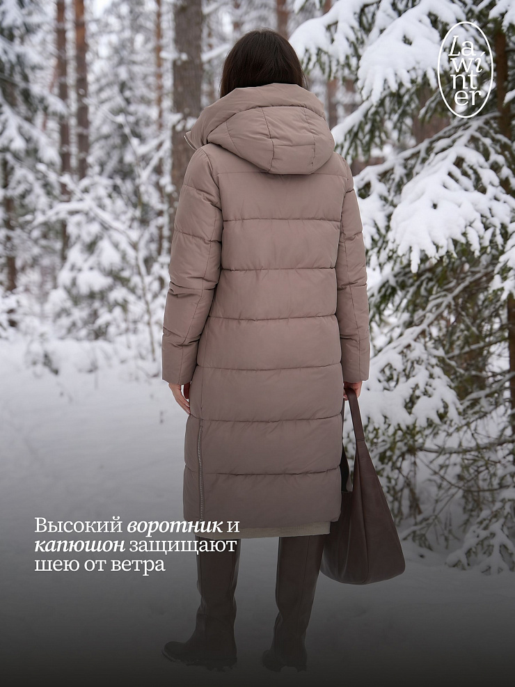 Пуховик женский зимний LAWINTER, капучино, модель 85166