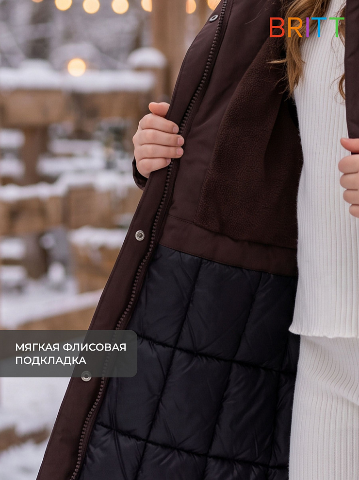 Куртка для девочки зимняя BRITT, коричневая, модель 65618