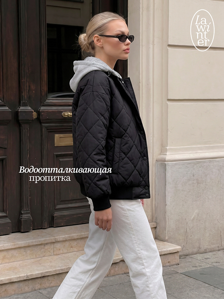Бомбер женский демисезонный LAWINTER, черный, модель 83635