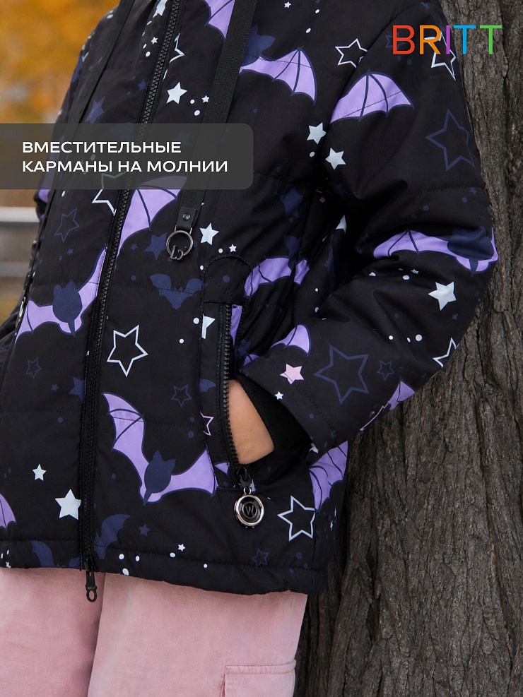 Куртка для девочки демисезонная BRITT, черная, модель 63751