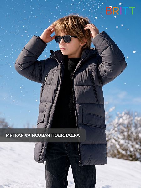 Куртка для мальчика зимняя BRITT, графит, модель 66980