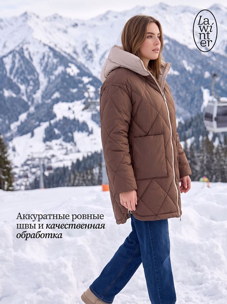 Куртка женская зимняя LAWINTER, коричневая, модель 86313