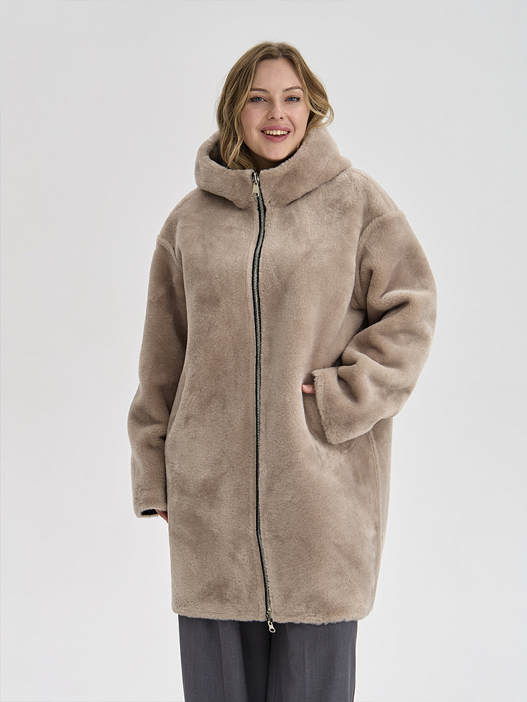 Дубленка женская зимняя LAWINTER, черная, модель 35475