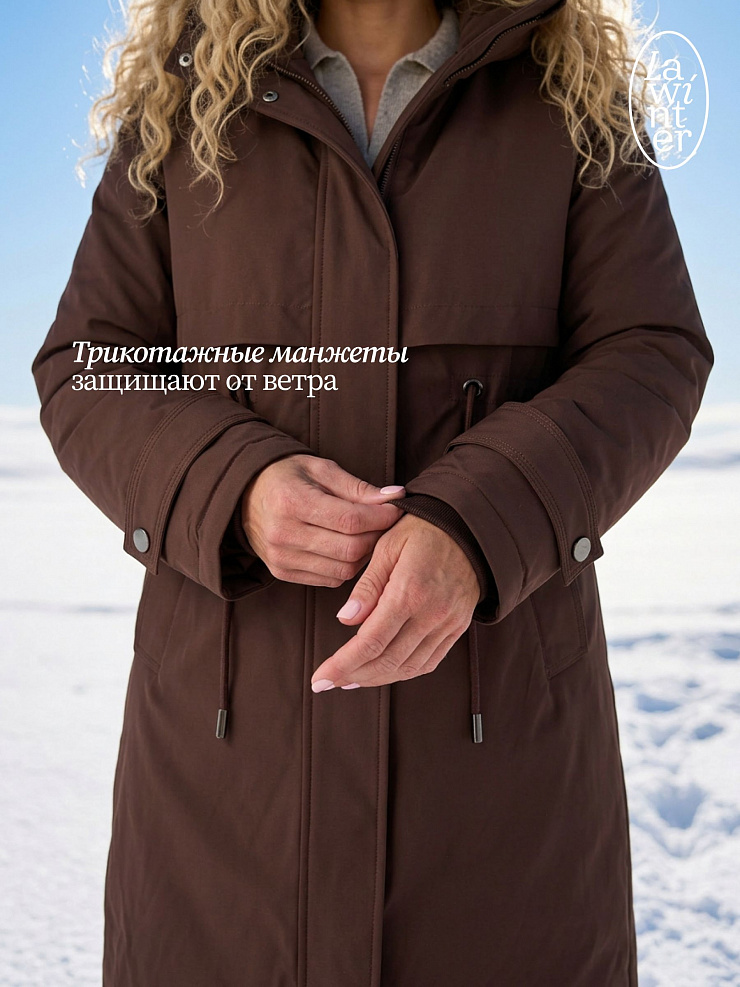 Парка женская зимняя LAWINTER, коричневая, модель 83726
