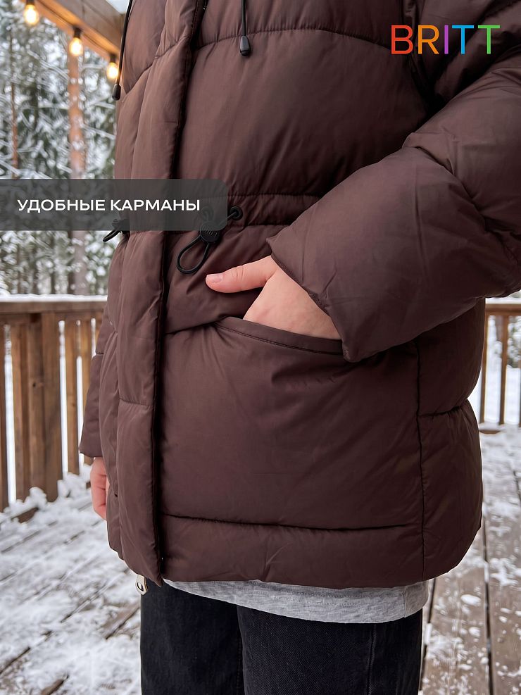 Куртка для девочки зимняя BRITT, коричневая, модель 66782
