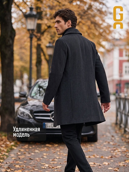 Пальто мужское осеннее GRIZMAN, черно-серое, модель 75854