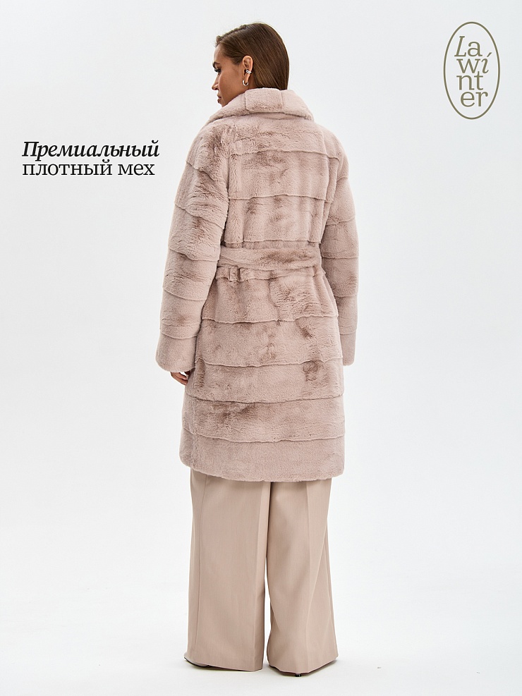 Шуба женская зимняя LAWINTER, пудра, модель 5312