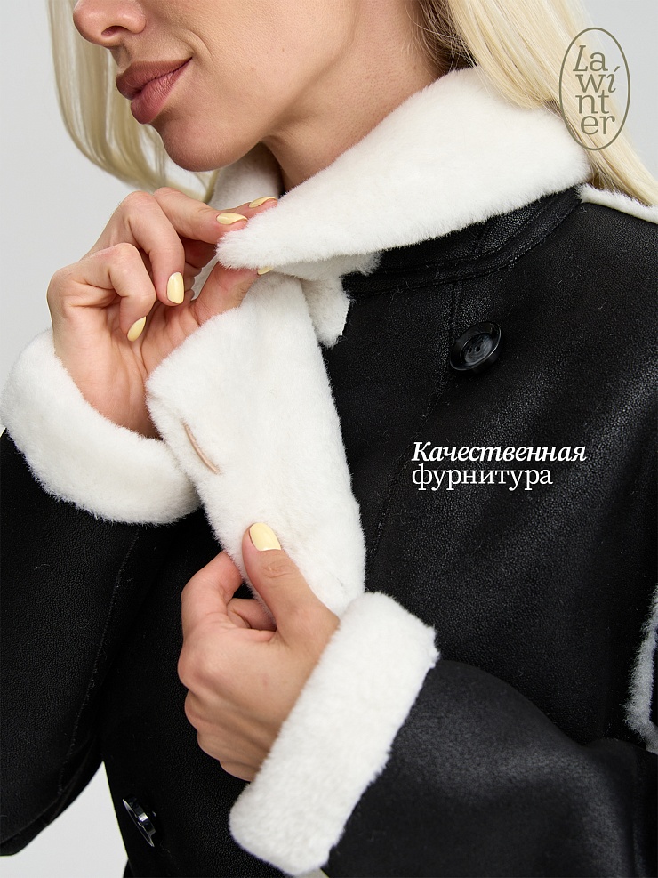 Дубленка женская зимняя LAWINTER, черная, модель 34419