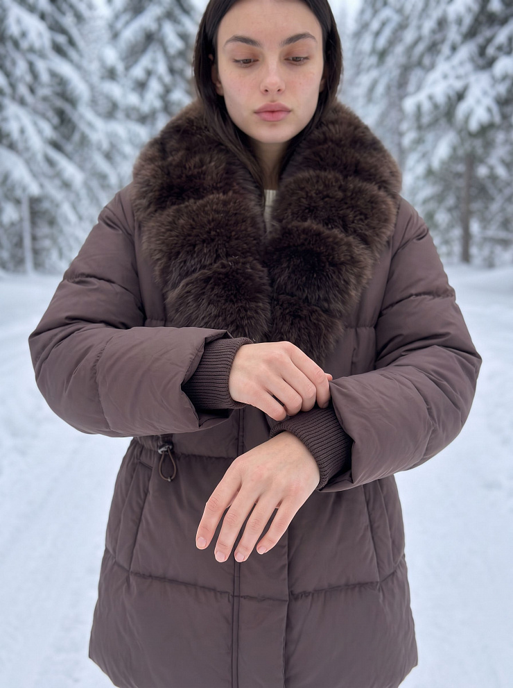 Куртка женская зимняя LAWINTER, коричневая, модель 86385