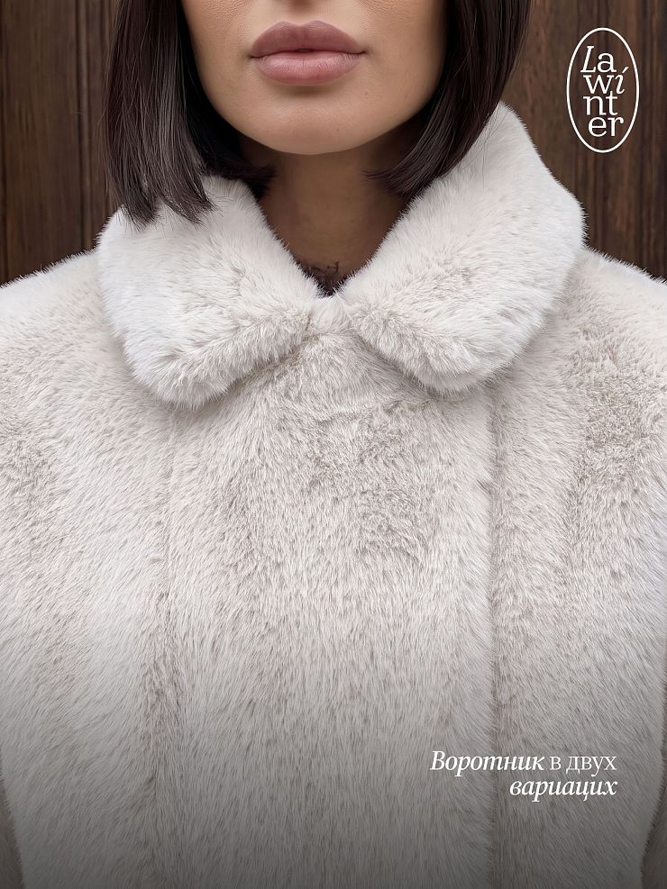 Шуба женская зимняя LAWINTER, молочная, модель 56412
