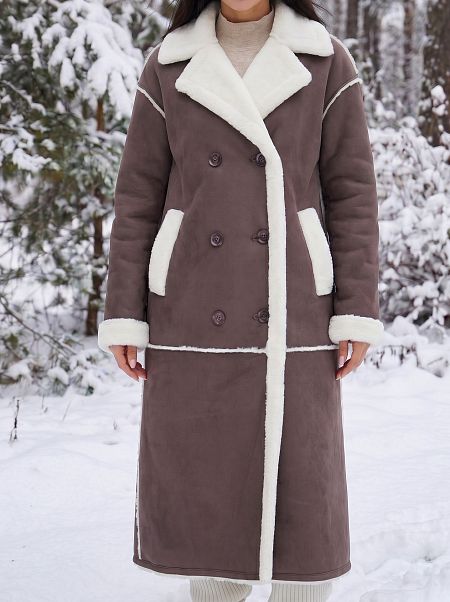 Дубленка женская зимняя LAWINTER, серая, модель 34419